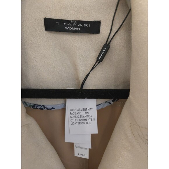 T Tahari Womens S Jacket Faux Suede Draped Lapel Beige Urban Chic NWT $118 - Picture 2 of 10